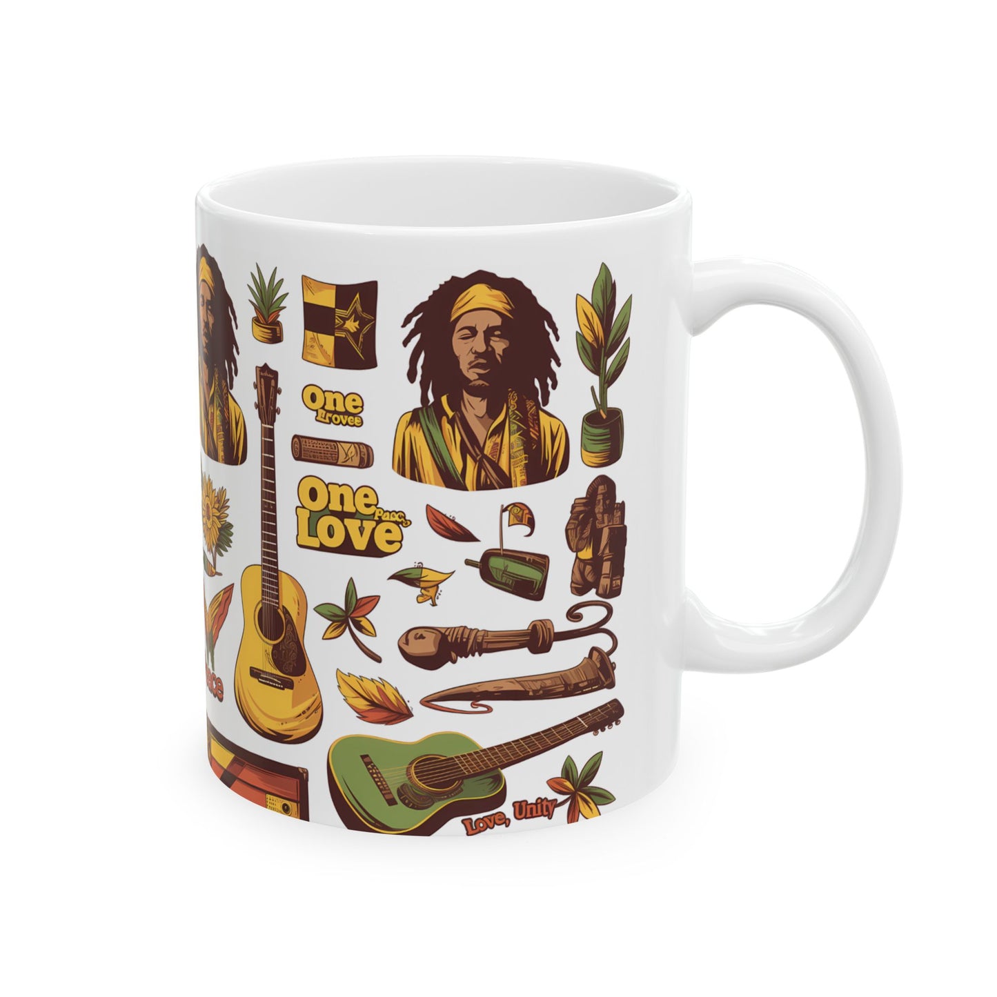 Reggae Vibes Caribbean Coffee Mug 11oz, White