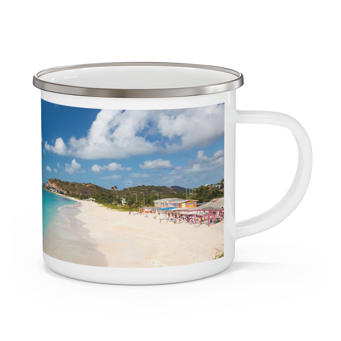 Caribbean Beach Vibes, Enamel Camp Mug – Durable, 12oz, Gift, Cruise, Souvenir, Travel, Keepsake