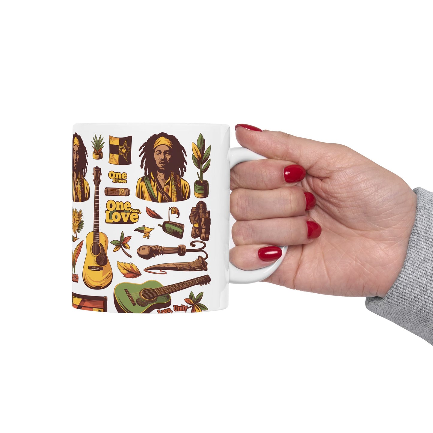 Reggae Vibes Caribbean Coffee Mug 11oz, White