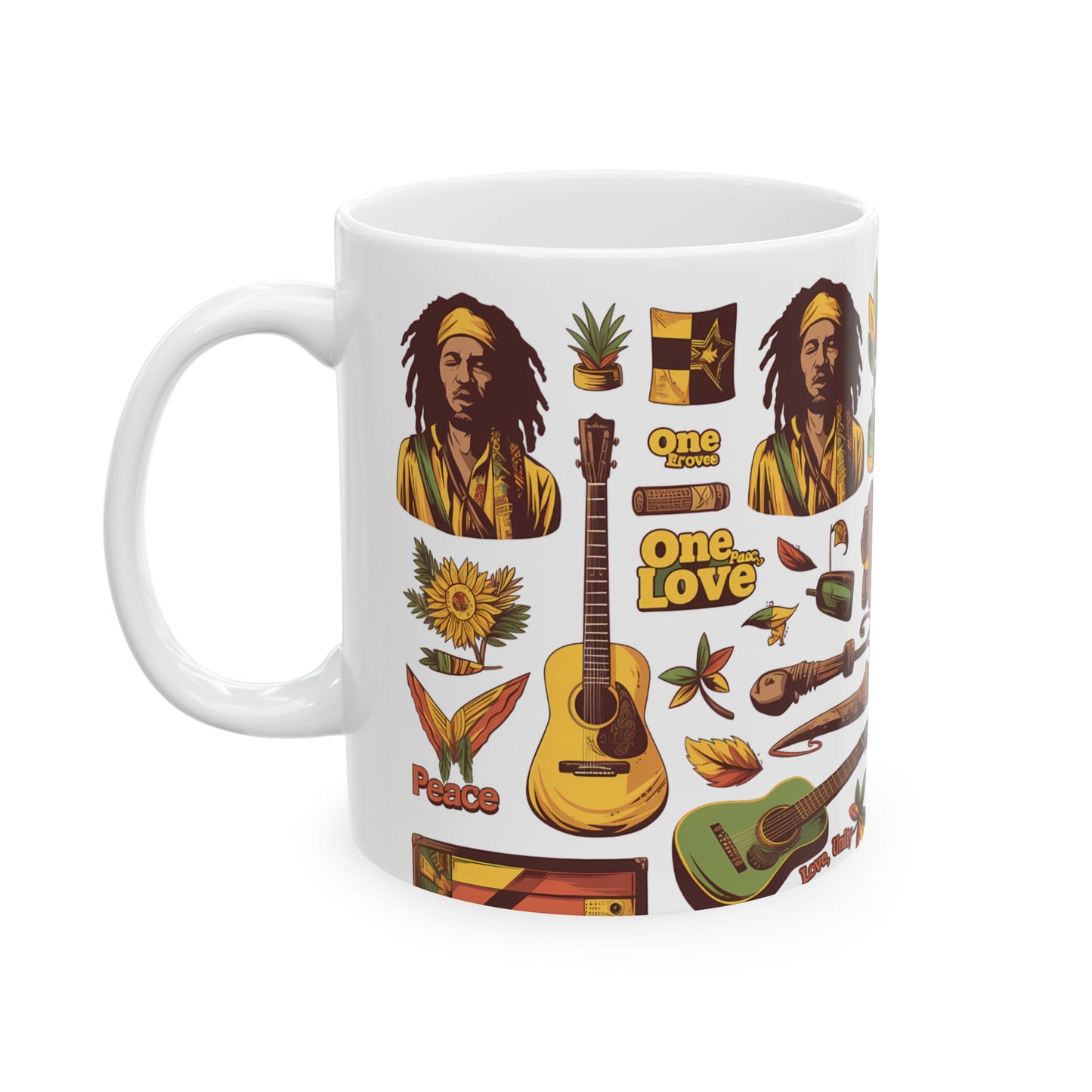 Reggae Vibes Caribbean Coffee Mug 11oz, White