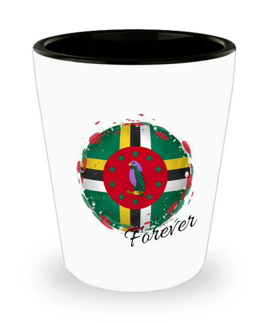 Shot Glass Dominica, Nature Isle, Travel Gift, Dominican Souvenir, Collectible, I Love Dominica, Flag, SG010