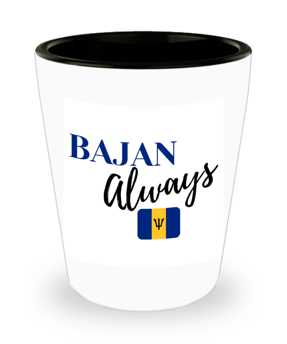 Carib Collection Shot Glass BAJAN ALWAYS - Barbados Flag Souvenir