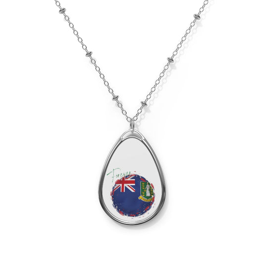 BRITISH VIRGIN ISLANDS BVI FOREVER Oval Necklace, Caribbean Souveniran Souvenir