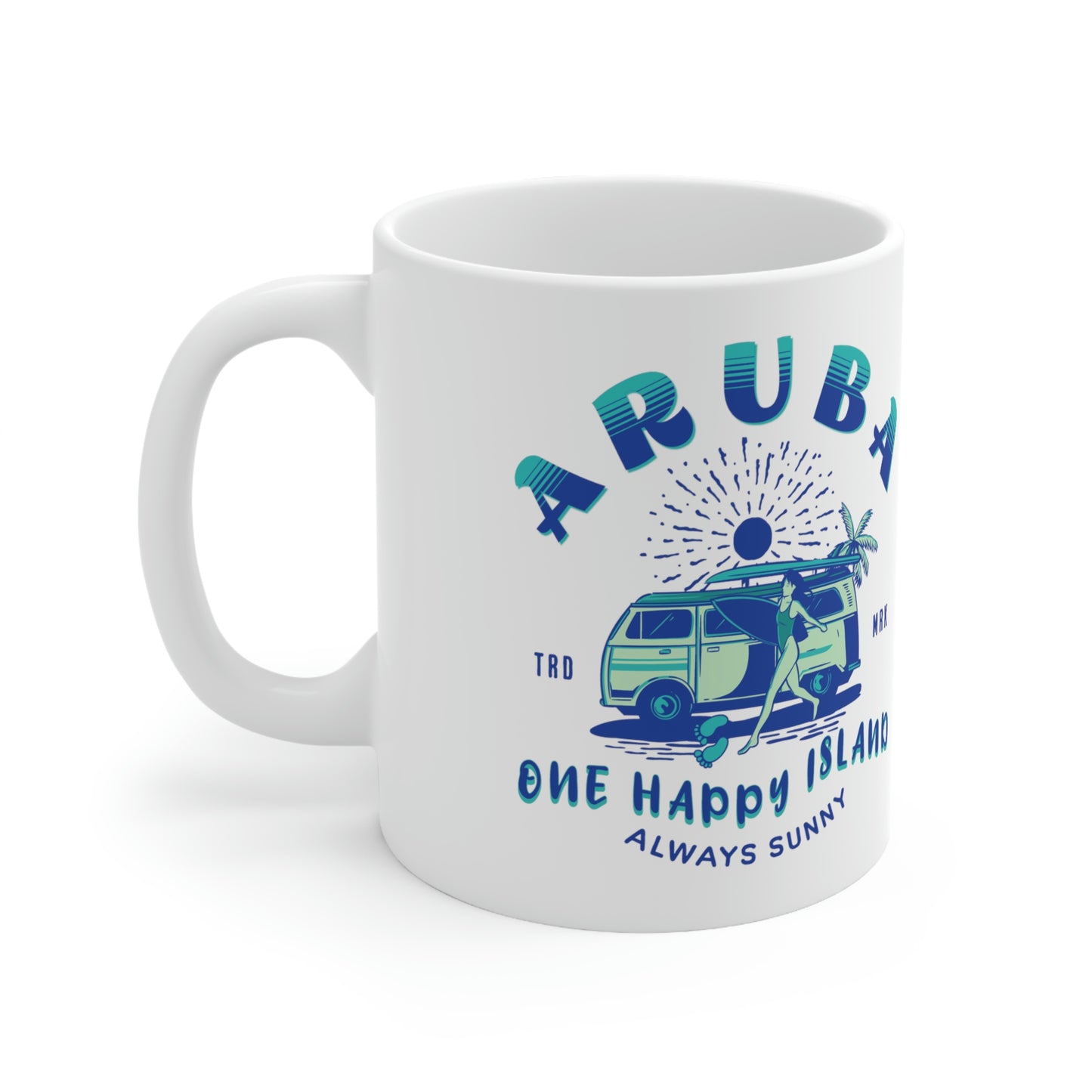 ARUBA White Cermaic Coffee Mug 11oz. - Embrace the Caribbean Vibe