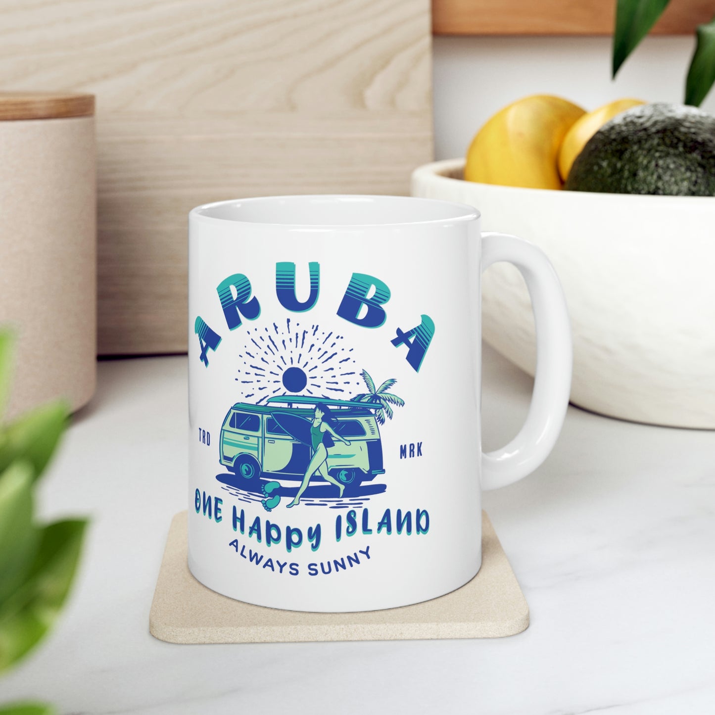 ARUBA White Cermaic Coffee Mug 11oz. - Embrace the Caribbean Vibe