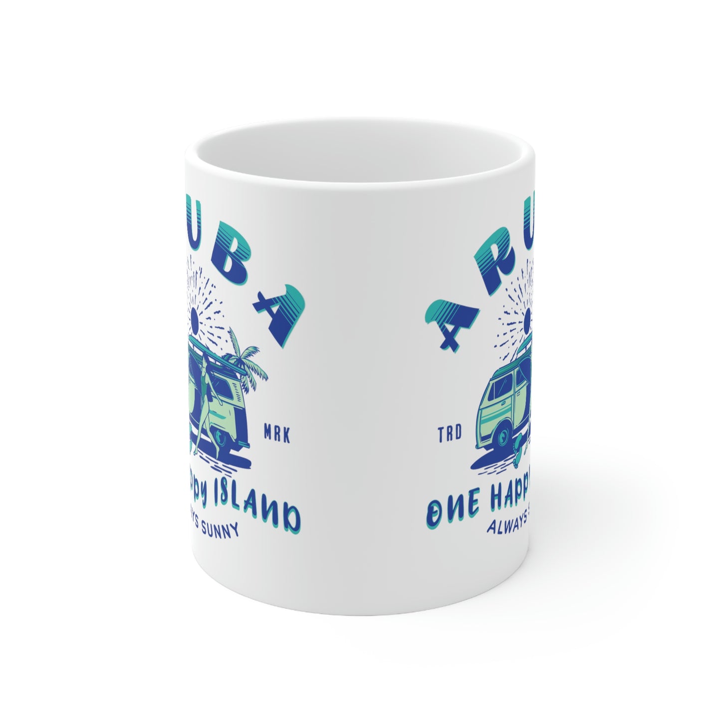 ARUBA White Cermaic Coffee Mug 11oz. - Embrace the Caribbean Vibe