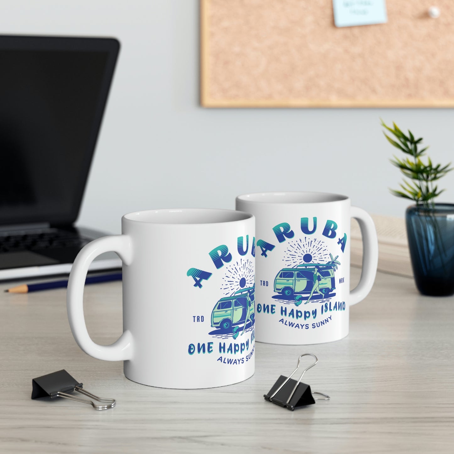 ARUBA White Cermaic Coffee Mug 11oz. - Embrace the Caribbean Vibe