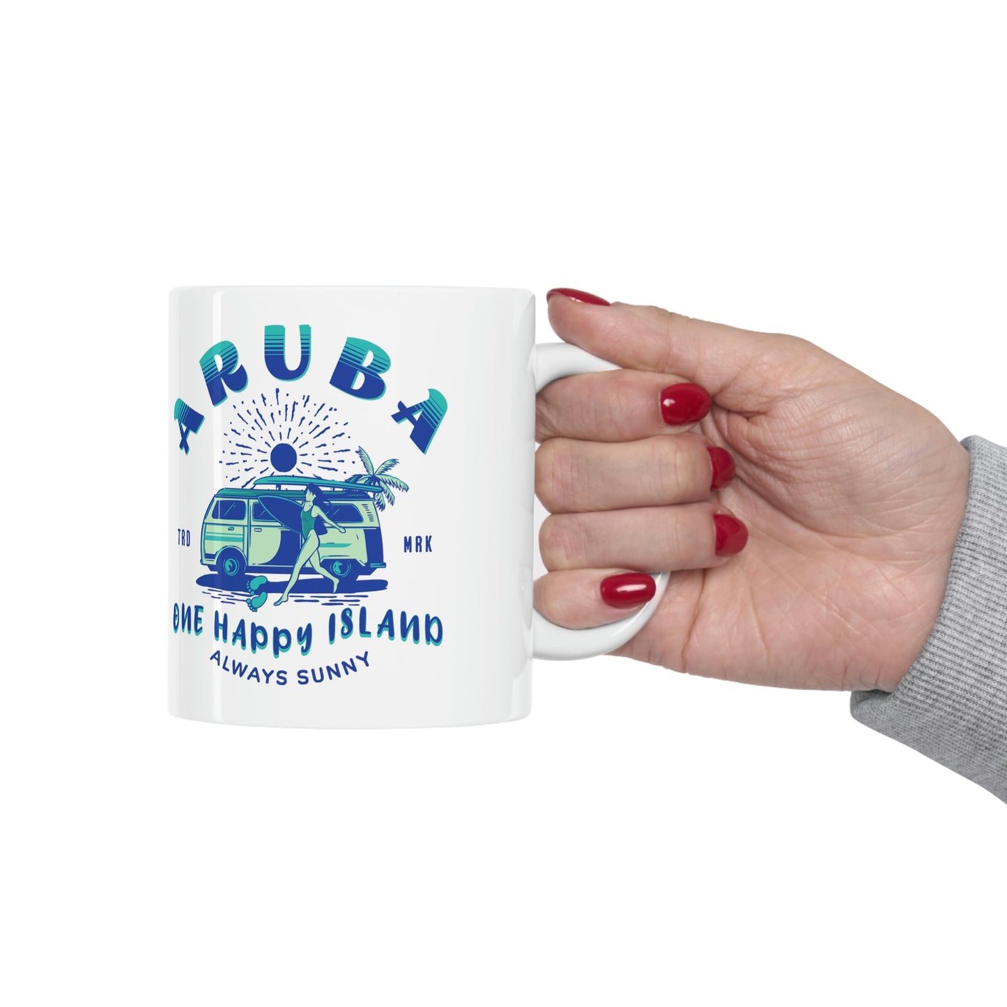 ARUBA White Cermaic Coffee Mug 11oz. - Embrace the Caribbean Vibe