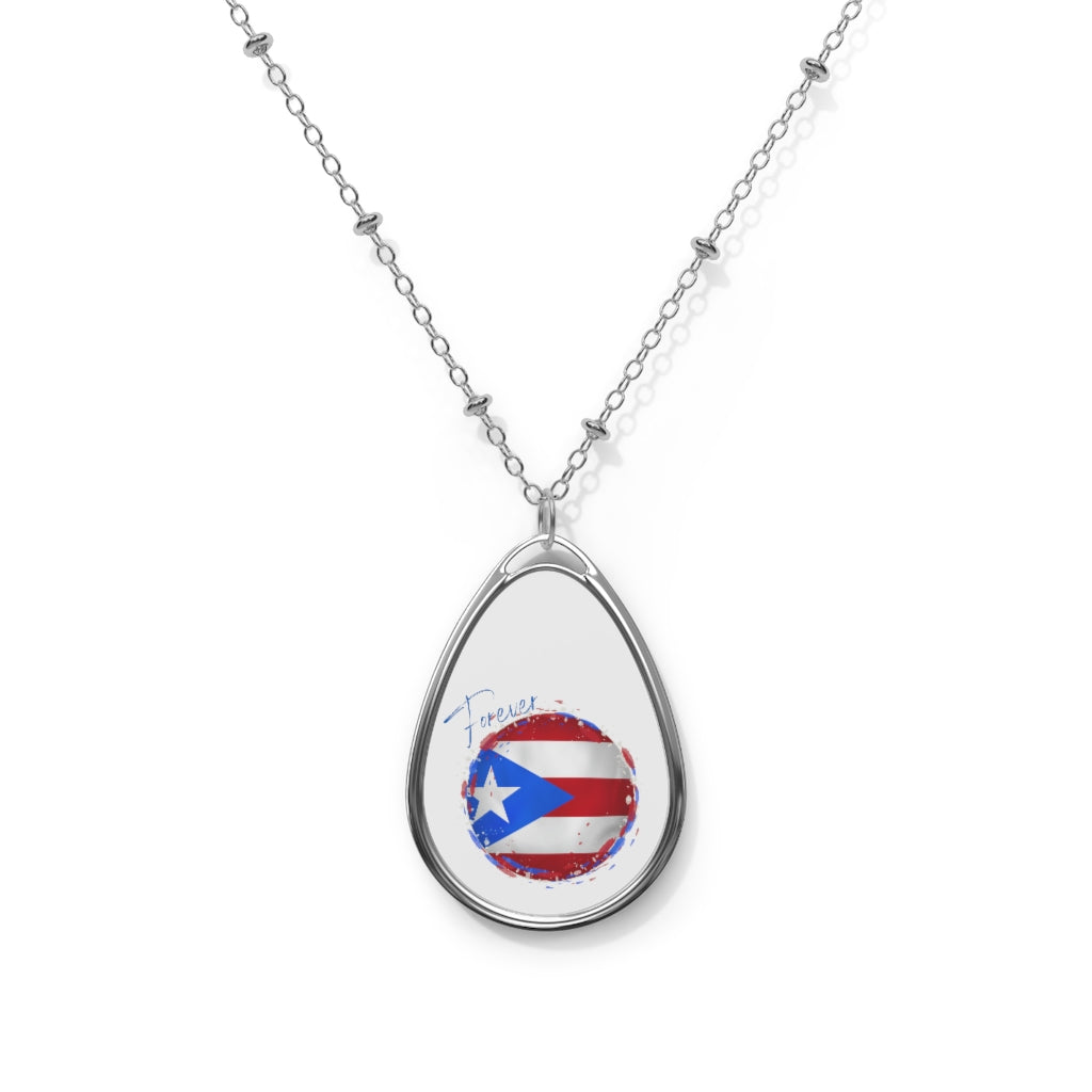 PUERTO RICO FOREVER Oval Necklace, Caribbean Souvenir