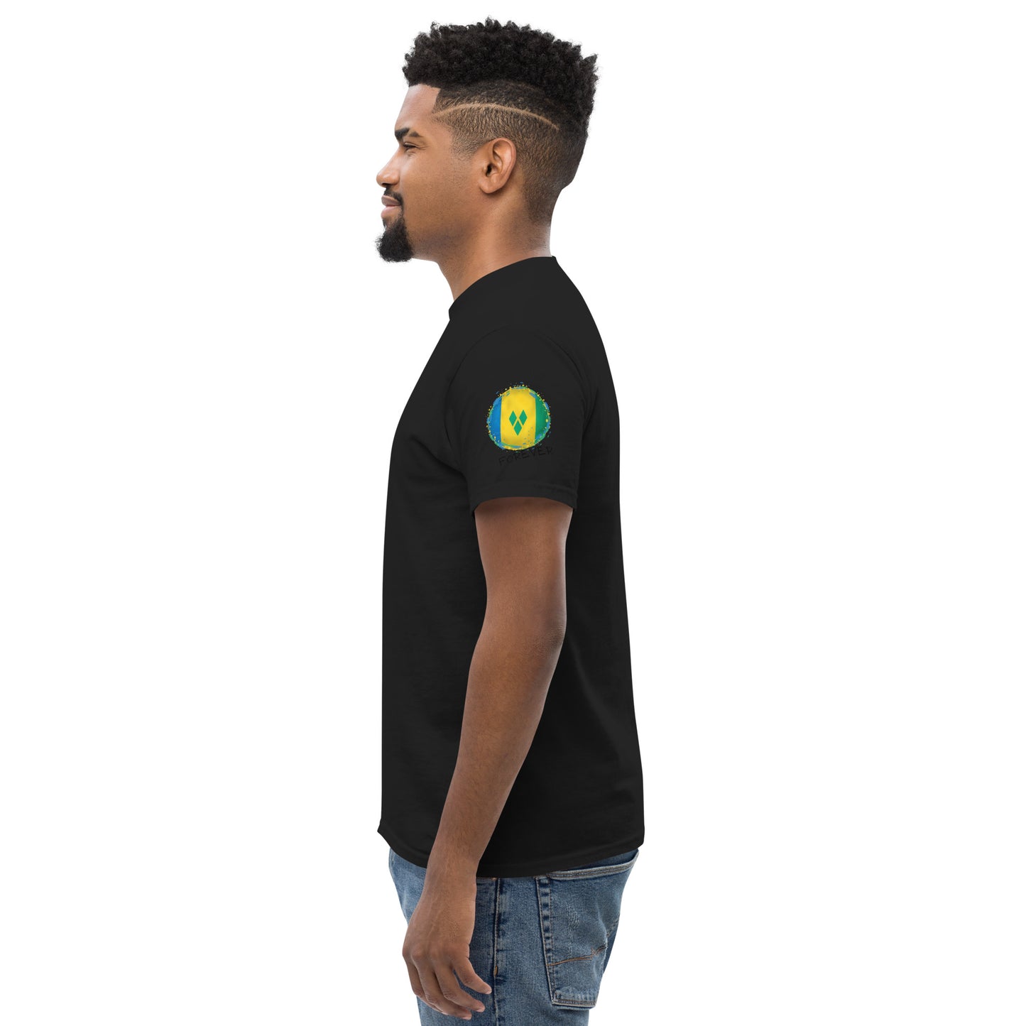 SAINT VINCENT Forever - Unisex Classic Tee, Mini Flag on both Sleeves, St. Vincent & The Grenadines, Caribbean, West Indian, Sports, Cricket, Soccer, Football, Country Flag