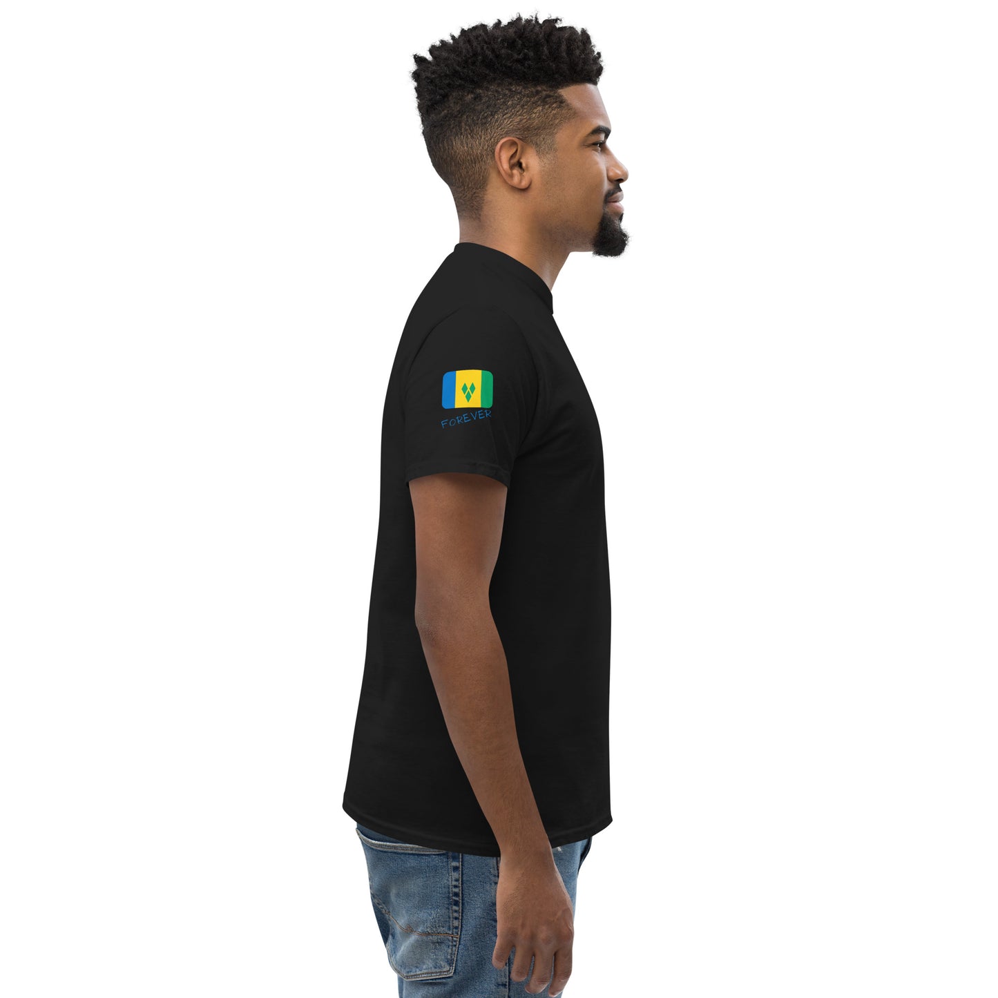 SAINT VINCENT Forever - Unisex Classic Tee, Mini Flag on both Sleeves, St. Vincent & The Grenadines, Caribbean, West Indian, Sports, Cricket, Soccer, Football, Country Flag