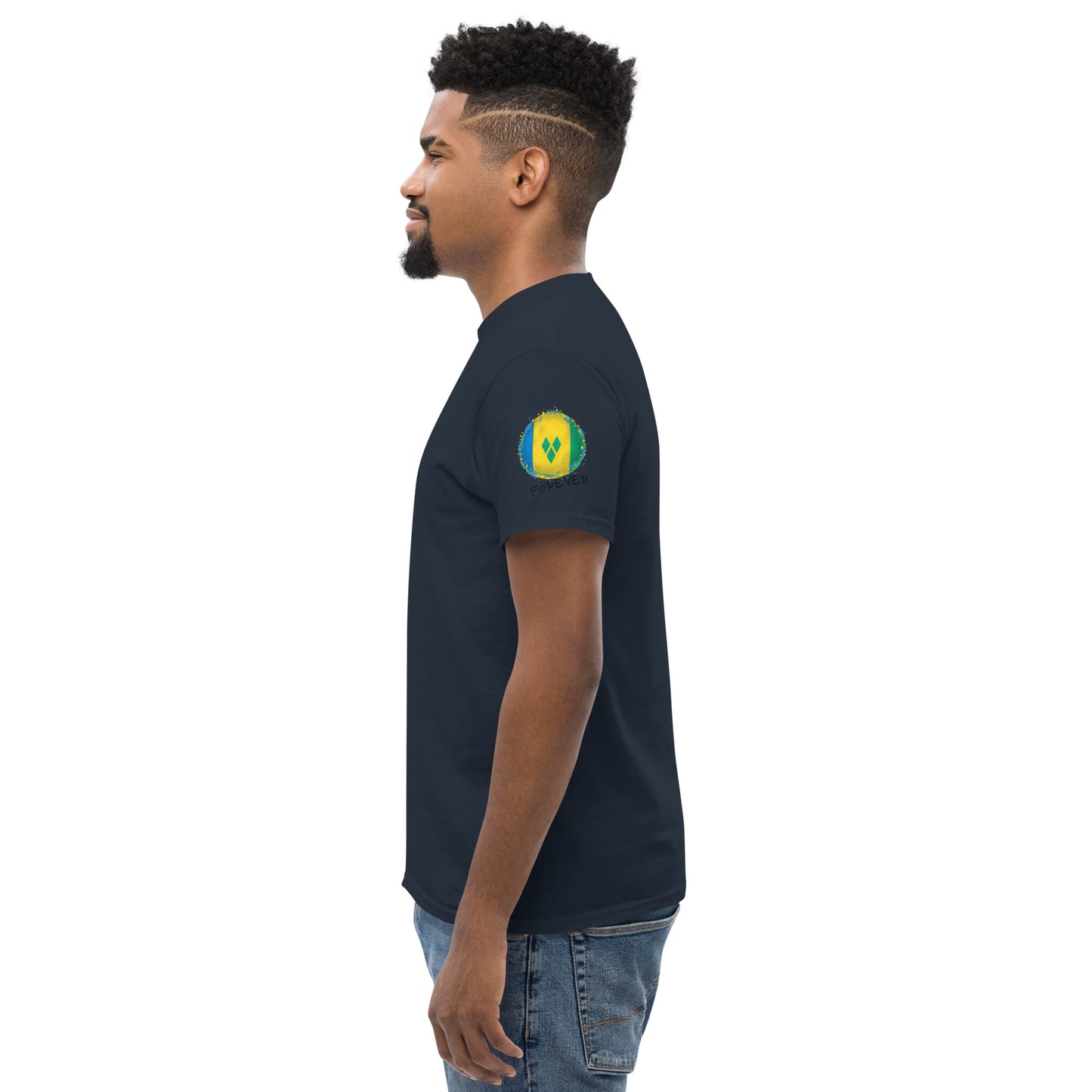 SAINT VINCENT Forever - Unisex Classic Tee, Mini Flag on both Sleeves, St. Vincent & The Grenadines, Caribbean, West Indian, Sports, Cricket, Soccer, Football, Country Flag